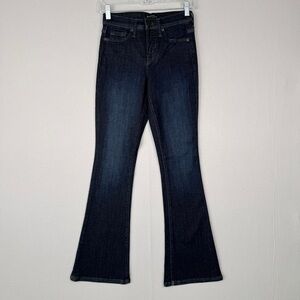 BANANA REPUBLIC High Rise Flare Jean 24‎ Petite Dark Wash Soft Sculpt Denim